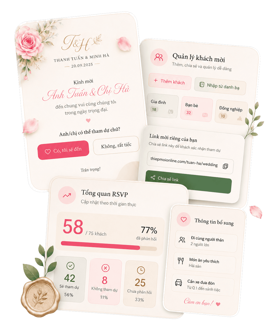Giao diện quản lý khách và RSVP
